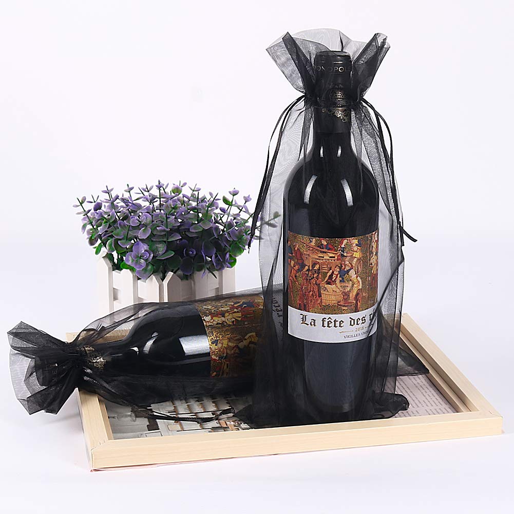 HRX Package Black Organza Wine Bags (30 Pieces)