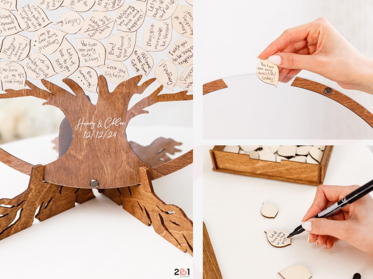 WEDDING: Personalized Wedding Guest Book Alternative - Tree Leaves Guest Book