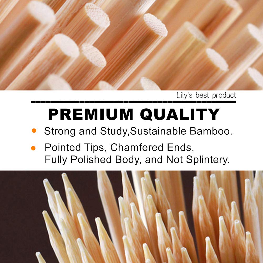 HOPELF 12" Natural Bamboo BBQ Skewers (100 Pieces)