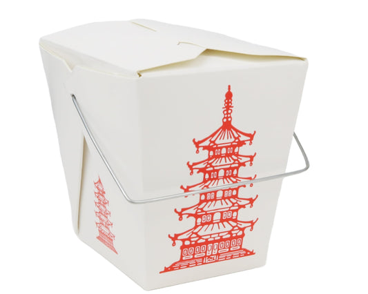 Great Credentials 16 oz Pagoda Wire Handle Chinese Takeout Boxes (15 Count)