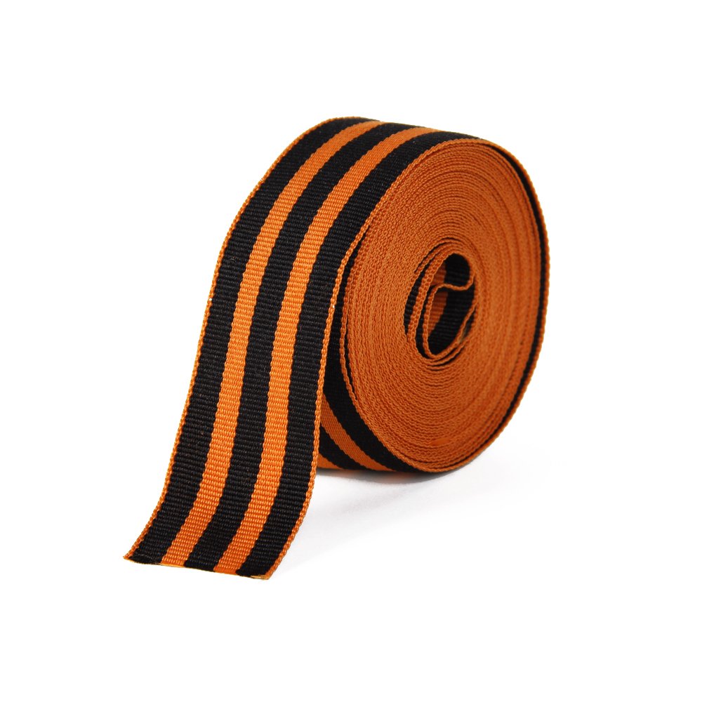 David Accessories Orange Black Stripes Grosgrain Ribbon, 1" Wide, 5 Yards