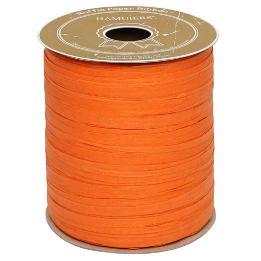 HAMUIERS Orange Raffia Ribbon, 1/4'' Wide, 100 Yards