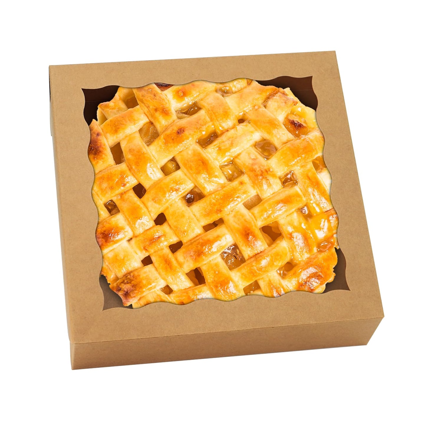 XINHPKGG 20 Pcs Pie Boxes 10x10x2.5 Inch: Kraft Bakery Boxes with Window, Cookie Boxes, Treat Boxes, Chocolate Covered Strawberries Boxes