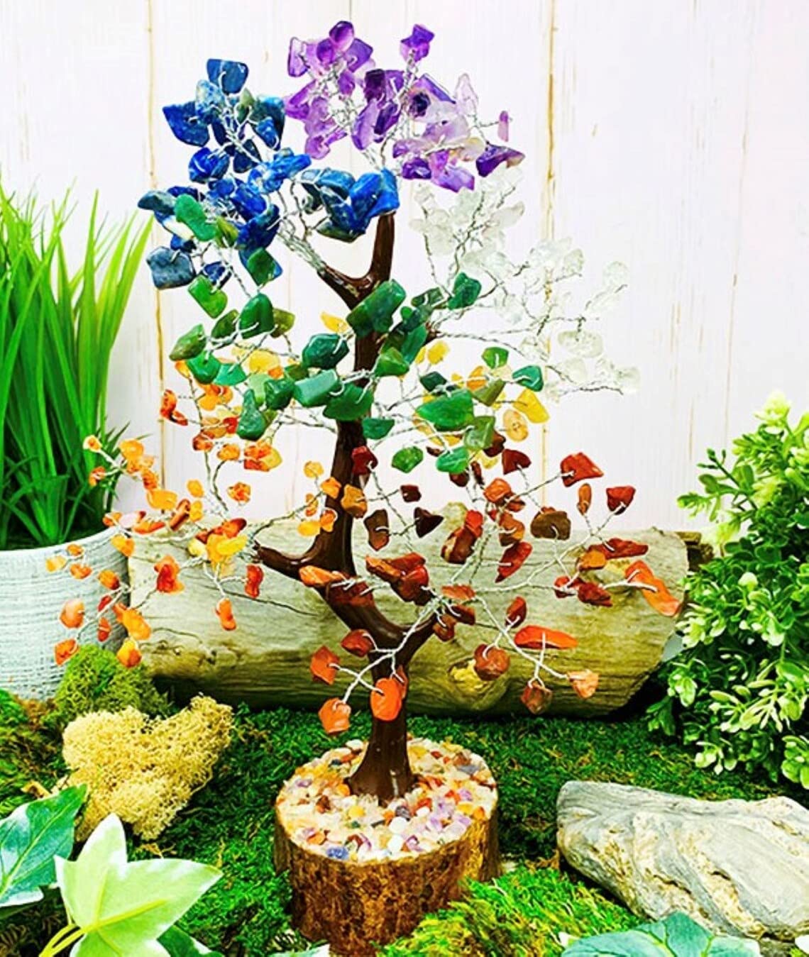 Crystal Tree of Life -7Chakra Tree-Healing Crystal Bonsai Tree-Birthday Gift for Women-Handmade Crystal Decor for Office Desk Decor,Home & Living Room Decor-PositiveEngery &Spiritual Gift for Mom