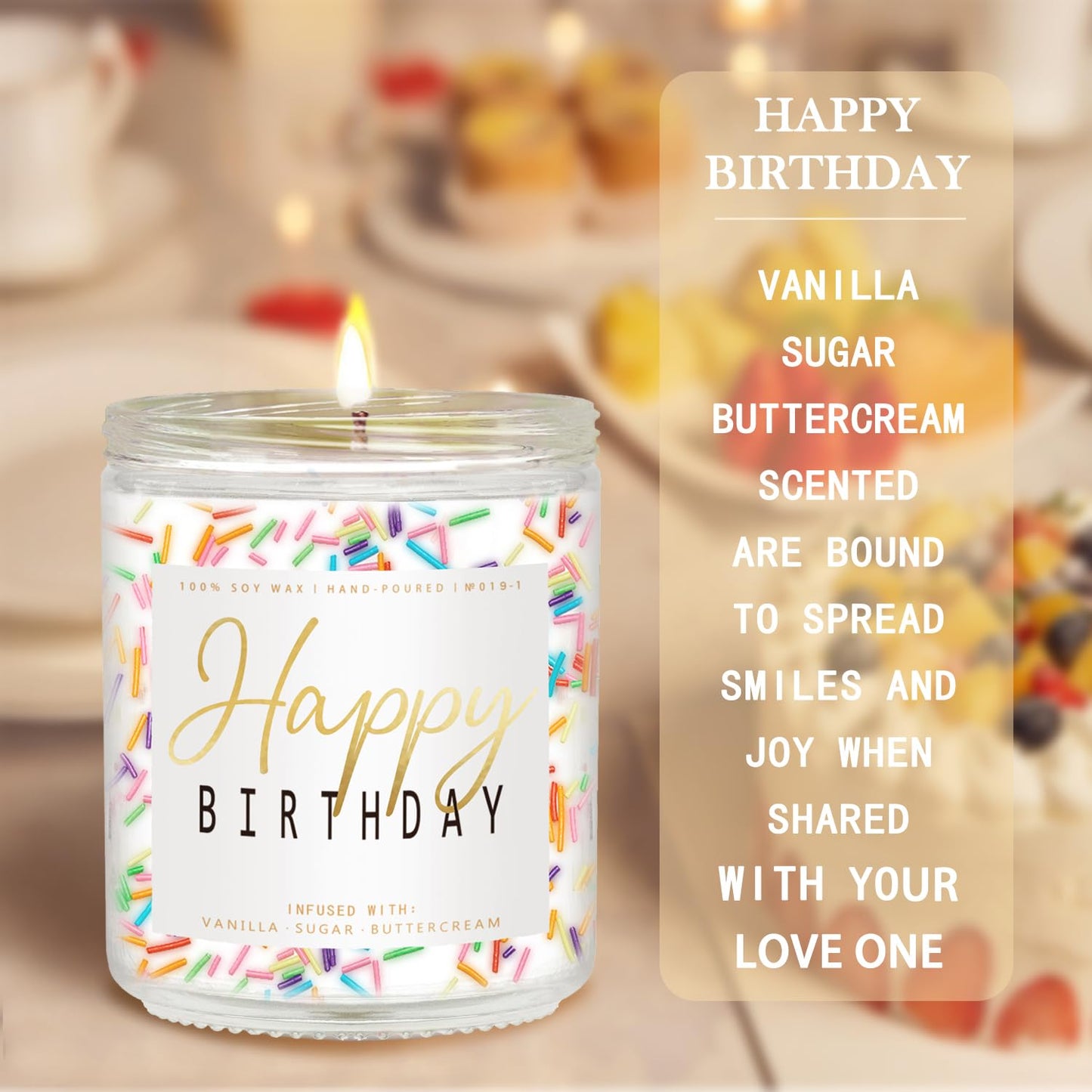 Vanilla Cream Birthday Candle with Sprinkles (7 oz)