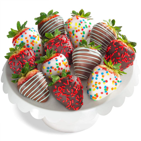 BIRTHDAY: Happy Birthday Chocolatey Dipped Strawberries  (12 Berries)