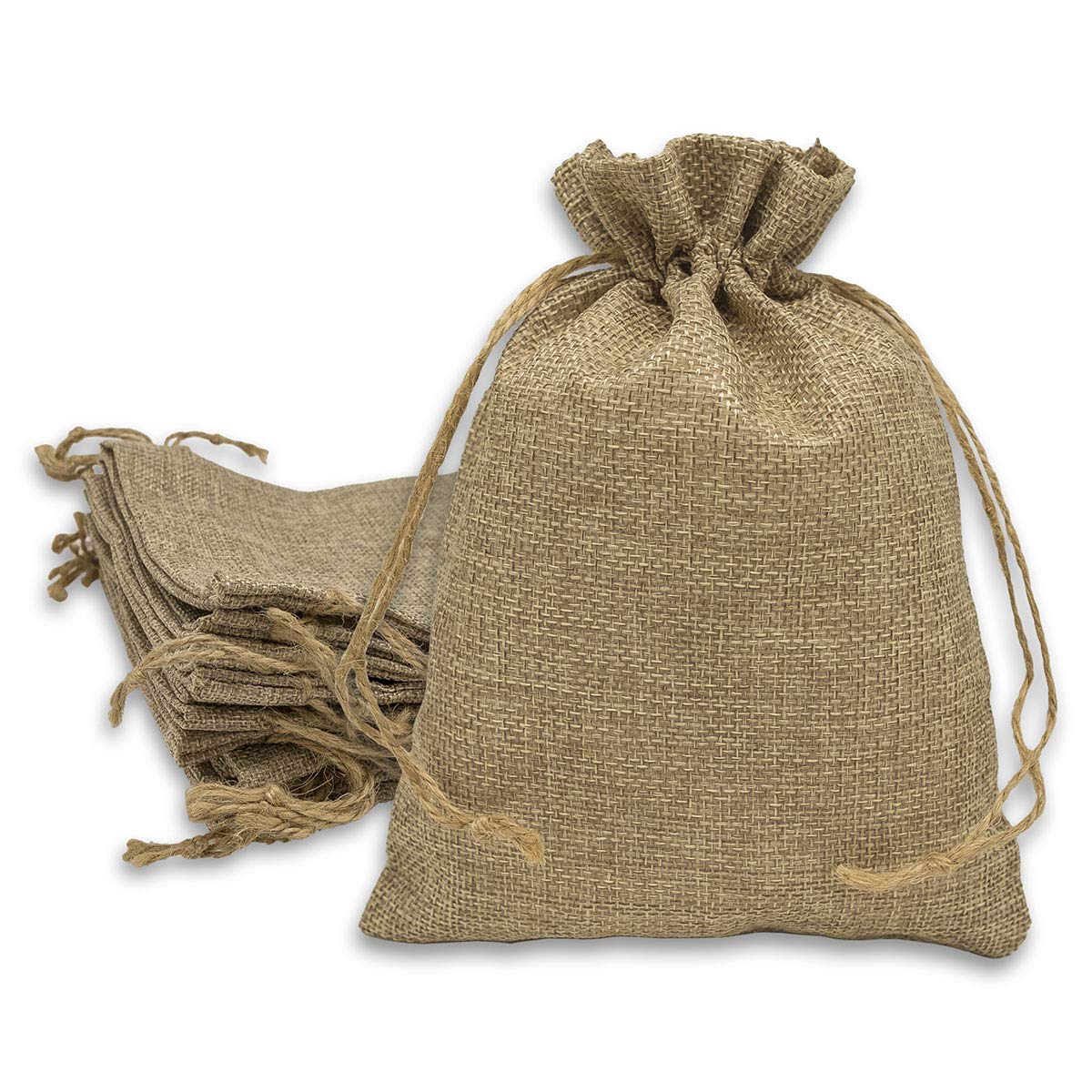 12-Pack 5.5x7.75 Natural Burlap Gift Bags with Drawstring