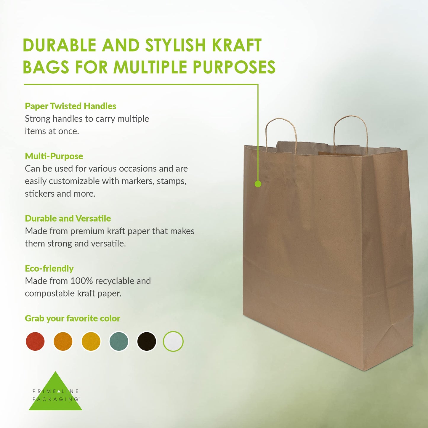 Extra Large Brown Kraft Gift Bags, 18" x 7" x 18.75" (50 Pack)