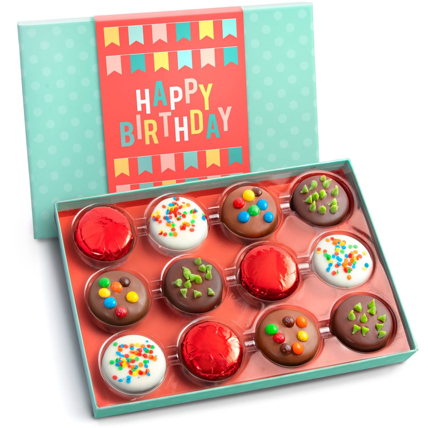 BIRTHDAY: A Gift Inside Birthday Deluxe Chocolatey Covered Sandwich Cookies Gift Box