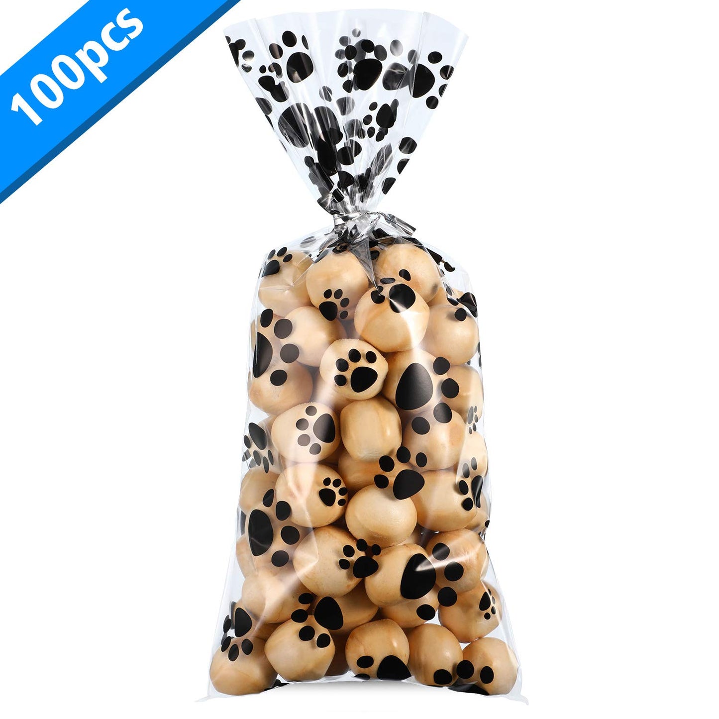 Blulu Pet Paw Print Cone Cellophane Bags (100 pieces)