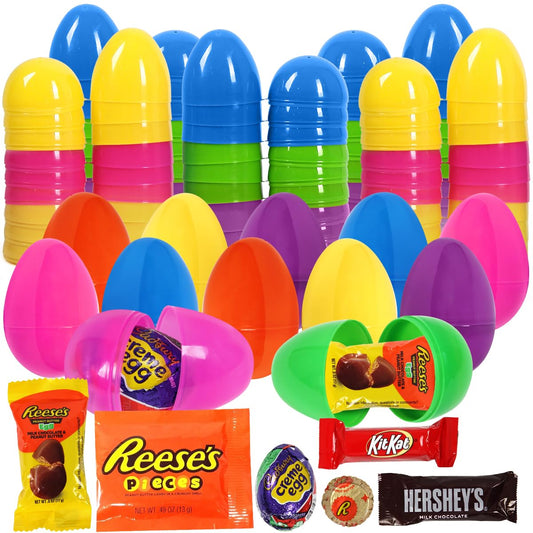 Assorted Easter Egg Hunt Plastic Filled Candy Eggs (48 count)