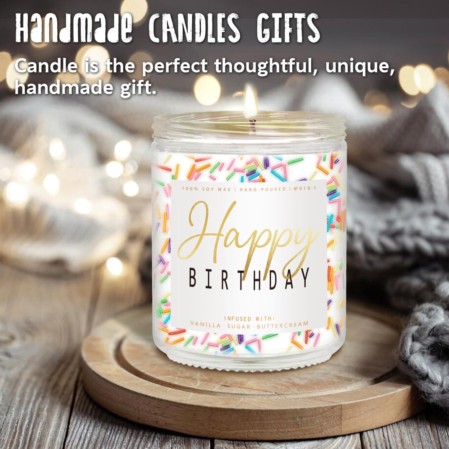 Vanilla Cream Birthday Candle with Sprinkles (7 oz)