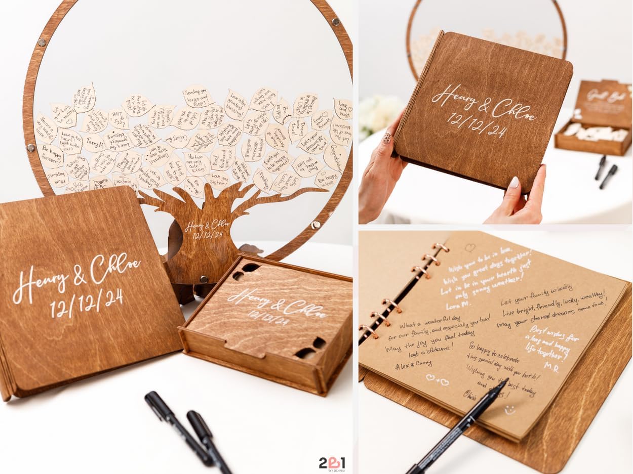 WEDDING: Personalized Wedding Guest Book Alternative - Tree Leaves Guest Book