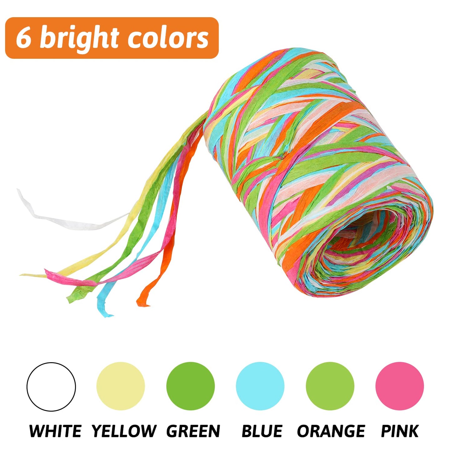 FOIMAS Colored Raffia Paper Ribbon (262 ft)