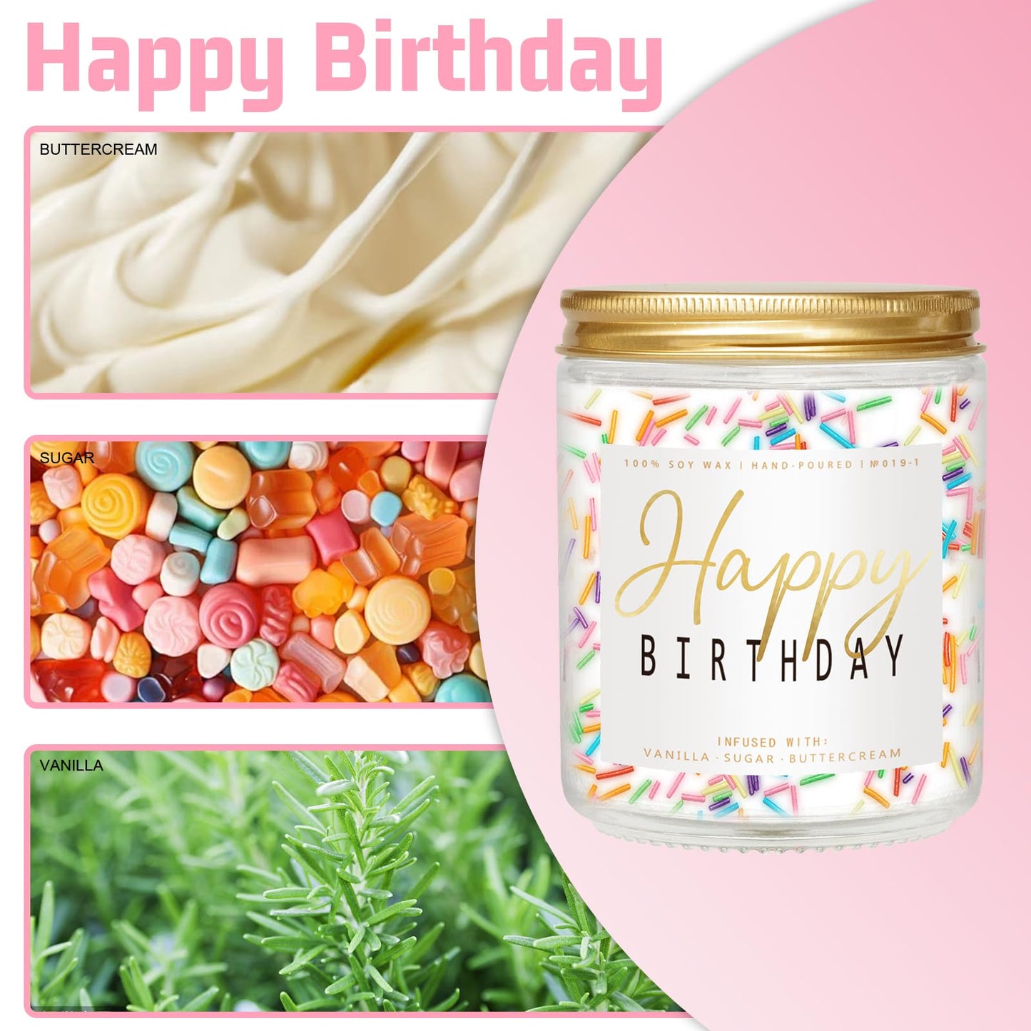 Vanilla Cream Birthday Candle with Sprinkles (7 oz)