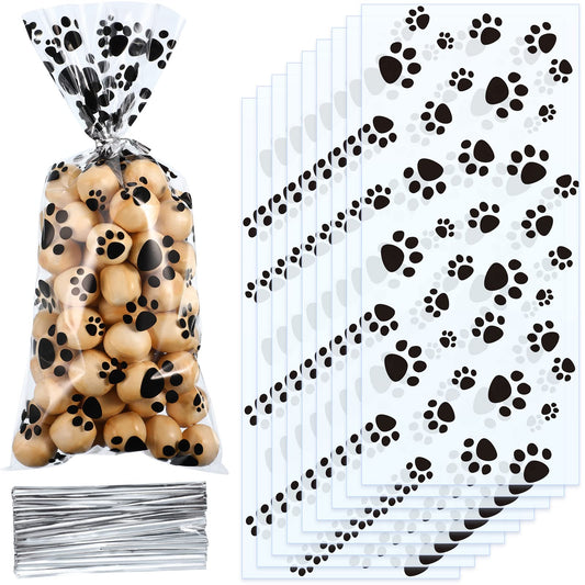 Blulu Pet Paw Print Cone Cellophane Bags (100 pieces)