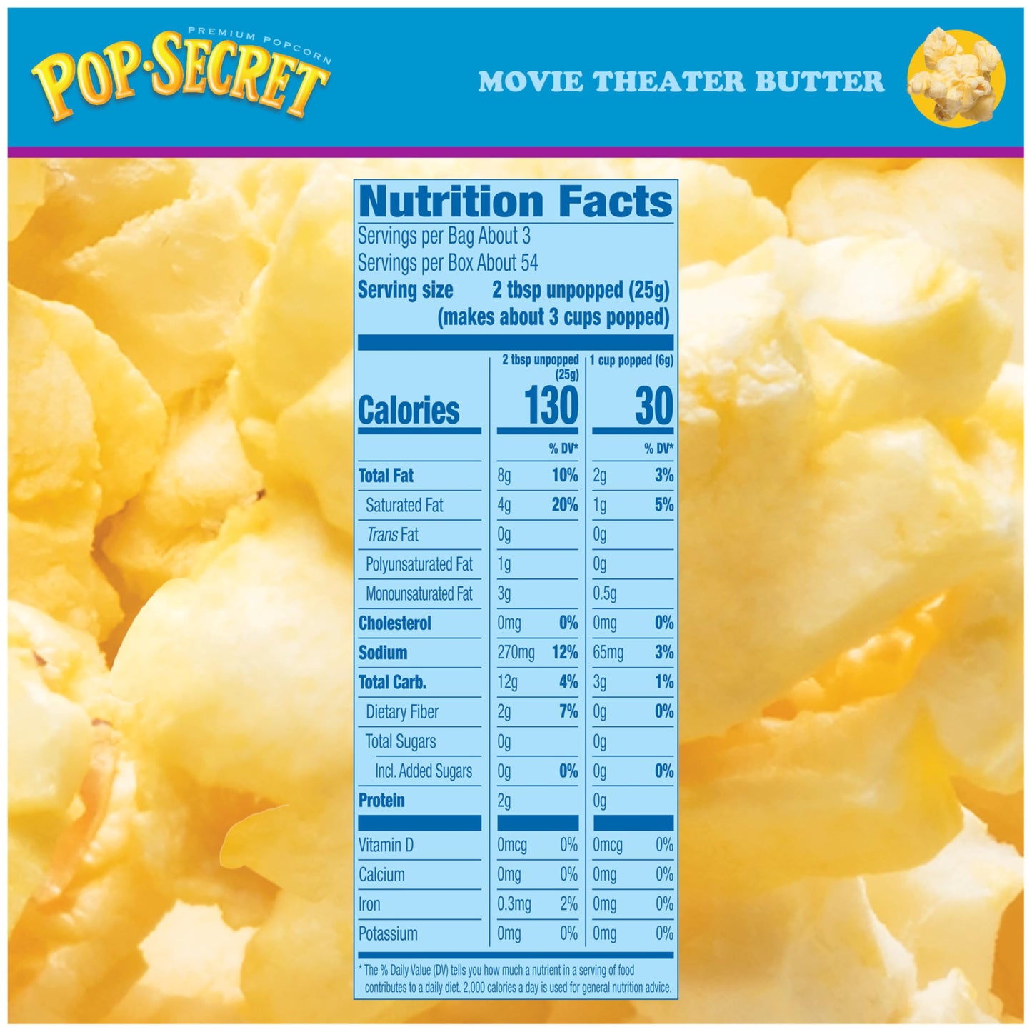 Pop Secret Popcorn, Movie Theater Butter, 3.0 Ounce Microwave Bags, 18 Count Box