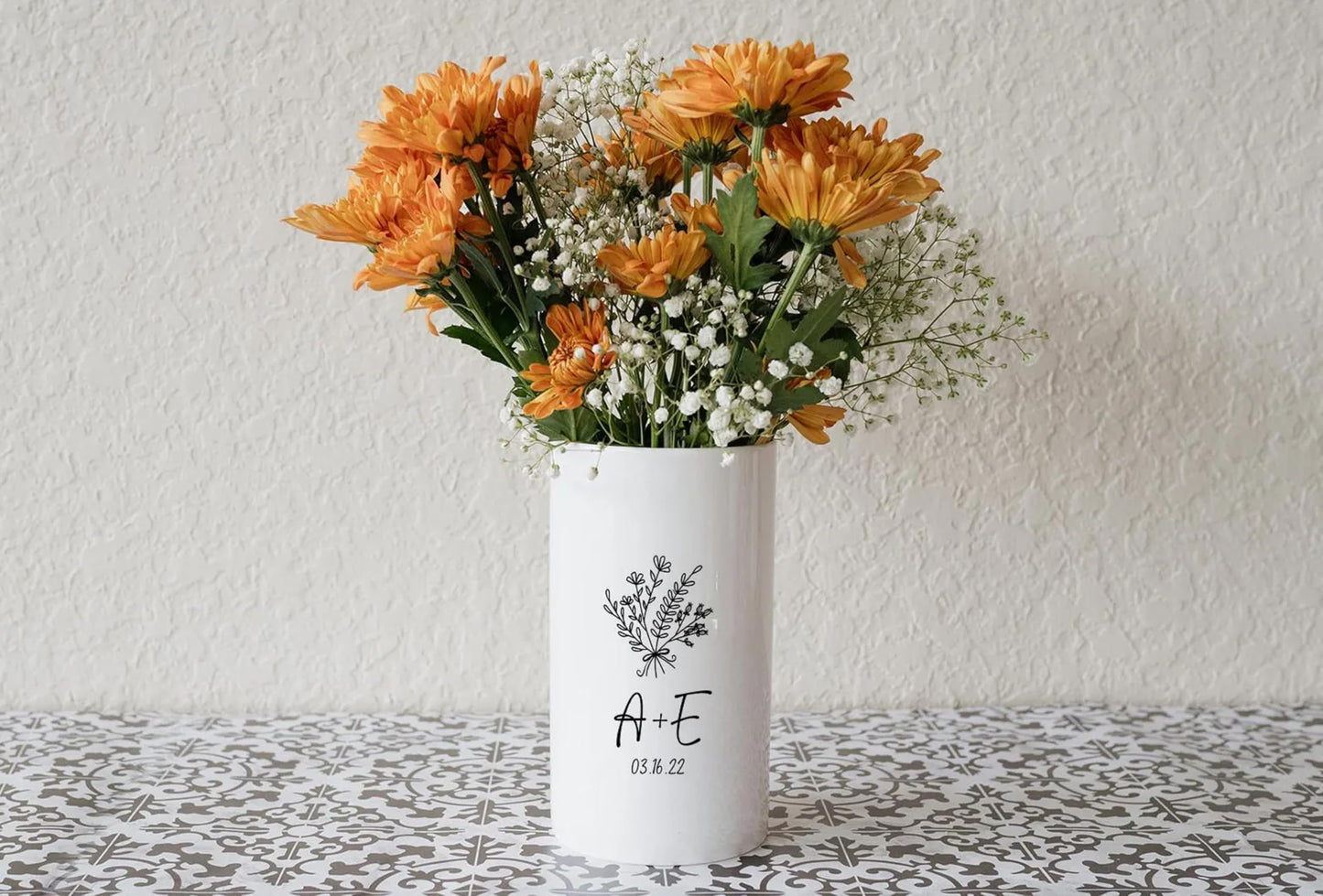 WEDDING: Personalized Ceramic Flower Vase With Wedding Date