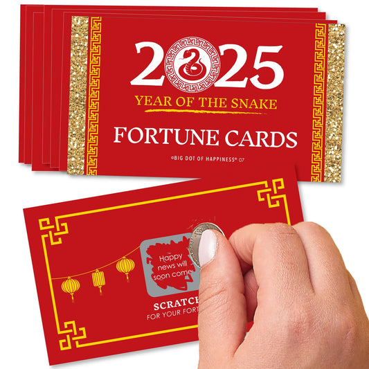 NEW YEAR: 2025 Year of The Snake Game Scratch Off Fortune Cards  (22 Count)