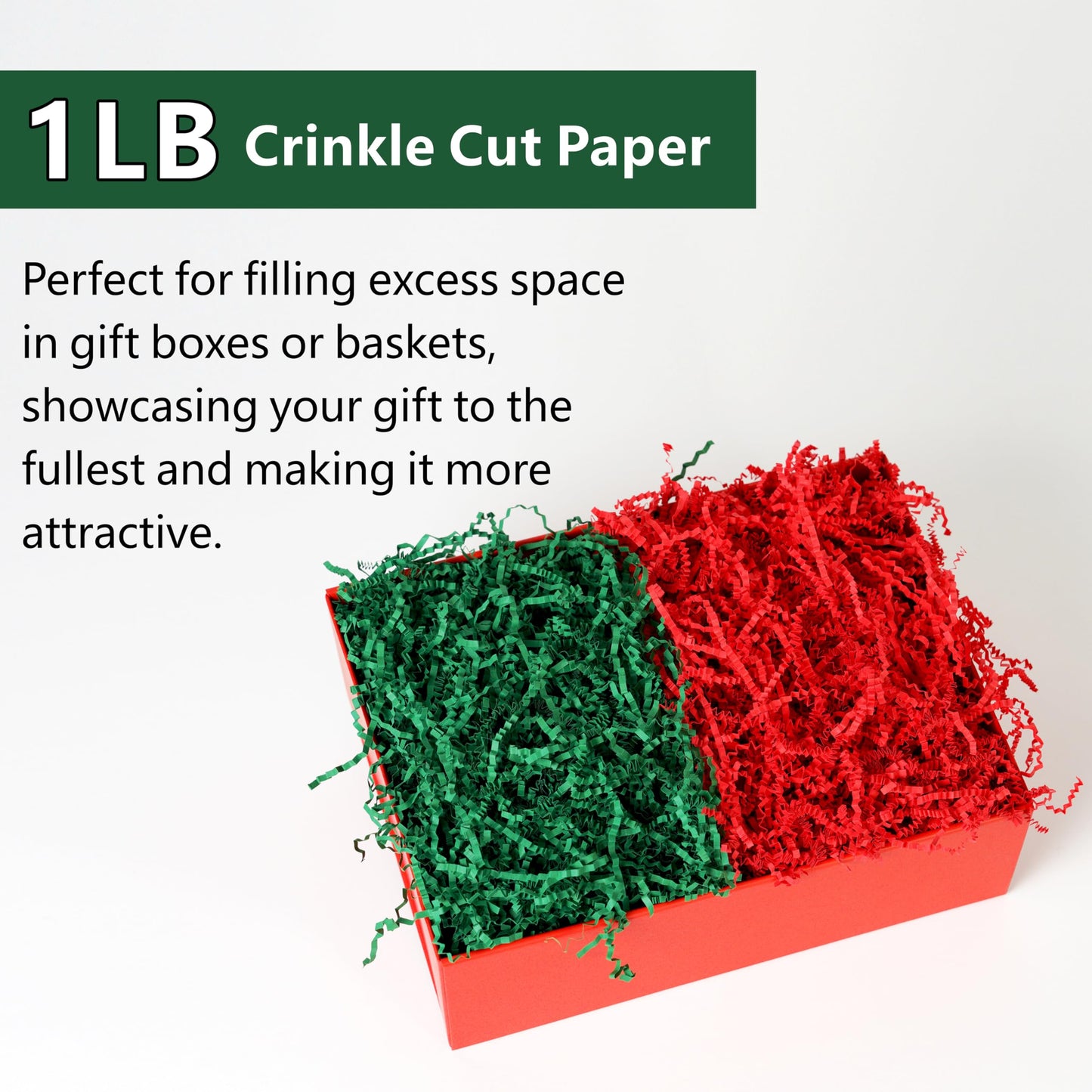 Bobobag Red and Green Crinkle Cut Paper Shred (1 LB)