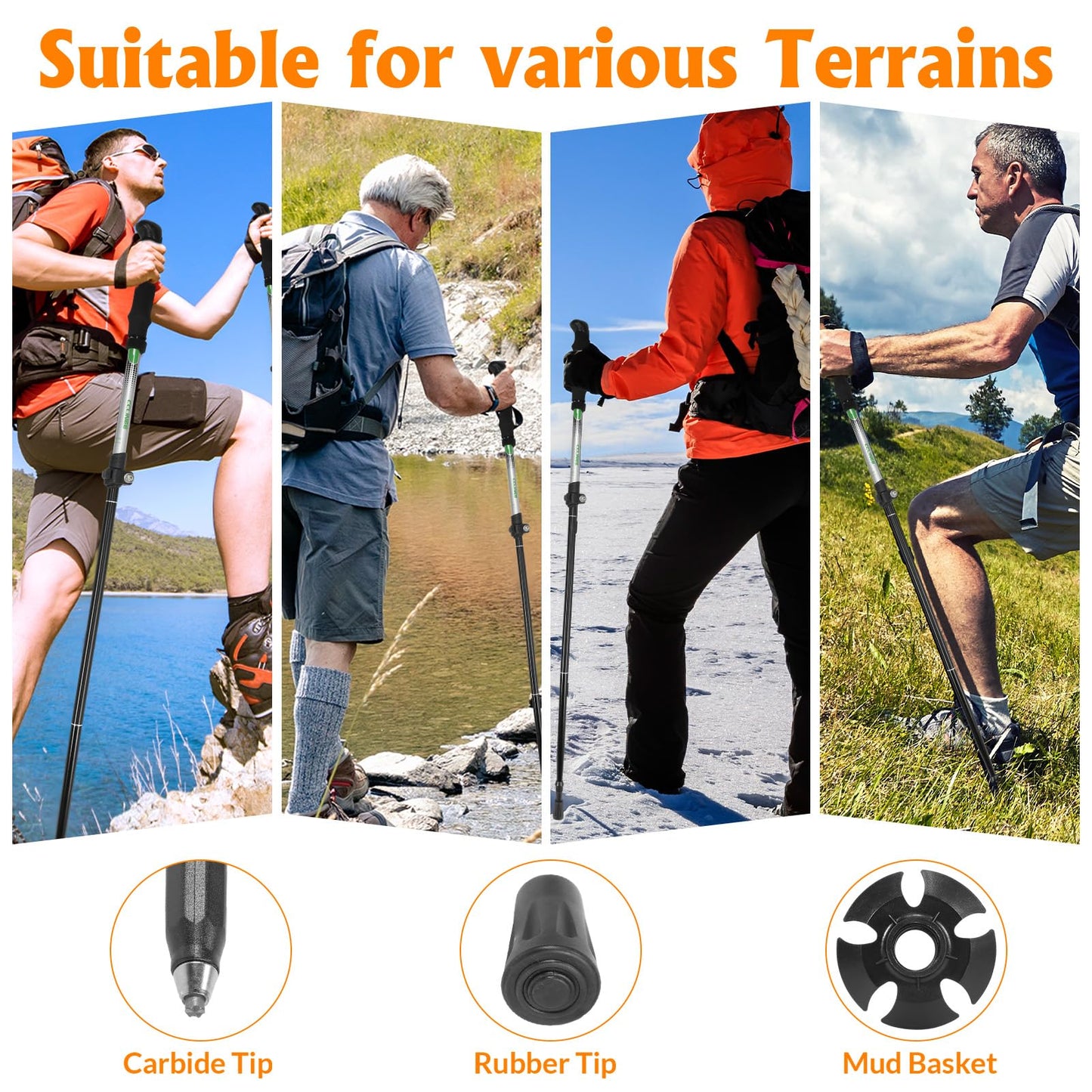 RETIREMENT: Travel Folding Trekking Hiking Pole with Carrying Case