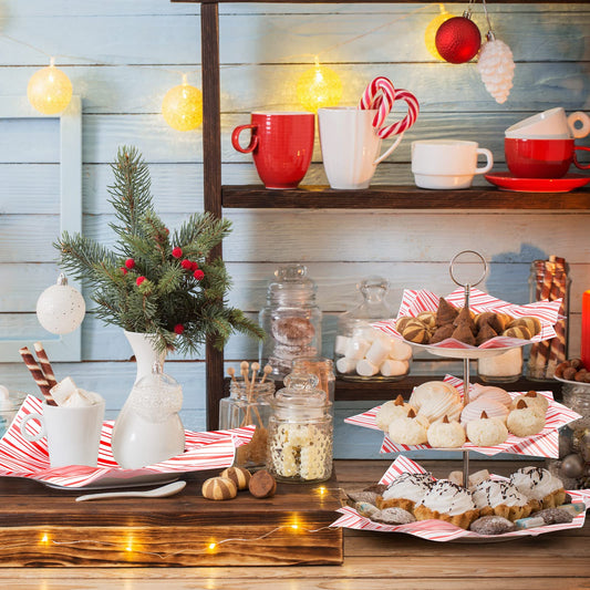 Teling 150 Pieces Wax Paper Sheets for Food Sandwich Wrap Cookie Paper Liners for Food Basket Colored Wax Waterproof Oil Proof Picnic Basket Liners for Christmas Halloween Party Favors(Red, White)