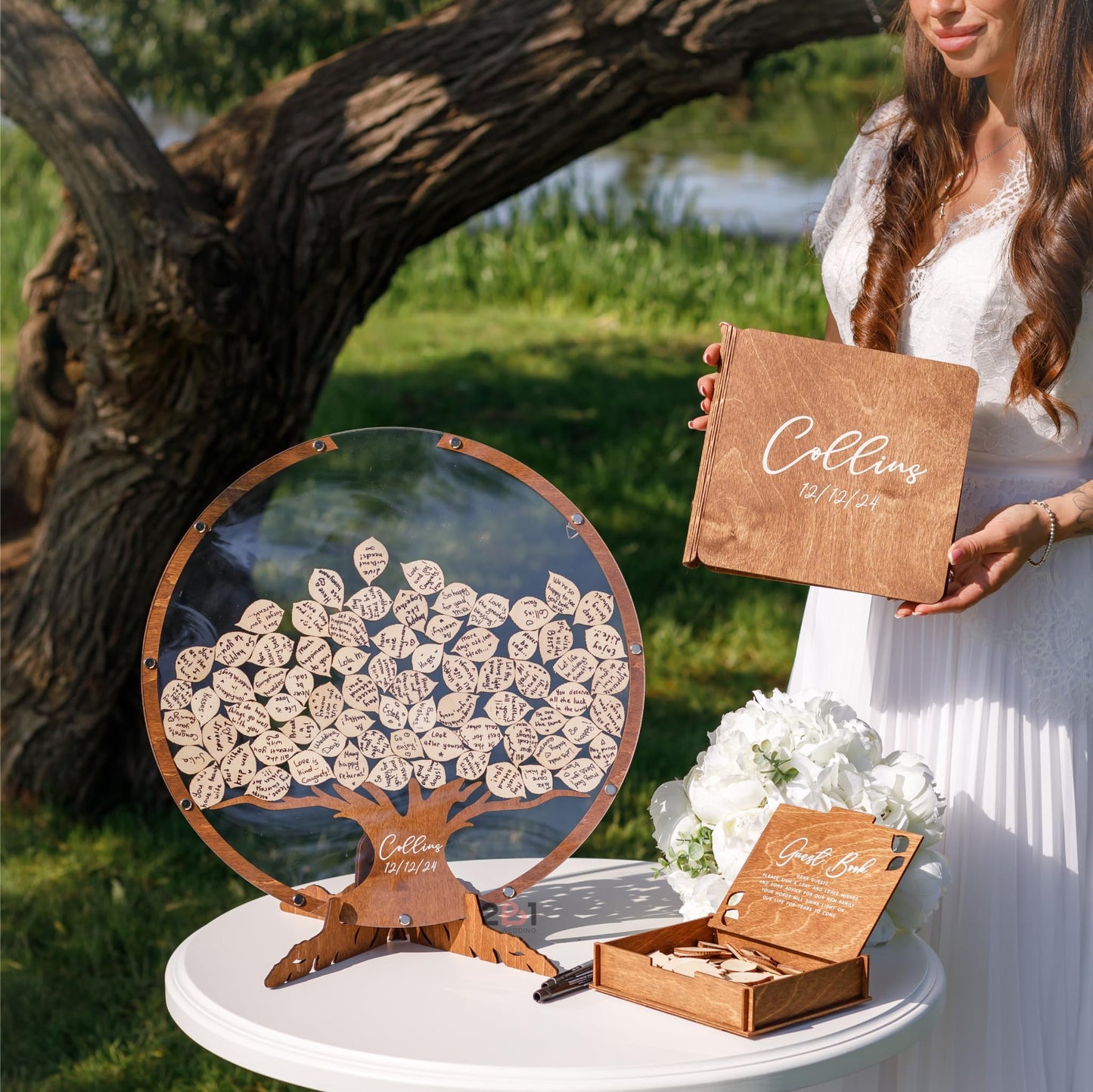 WEDDING: Personalized Wedding Guest Book Alternative - Tree Leaves Guest Book