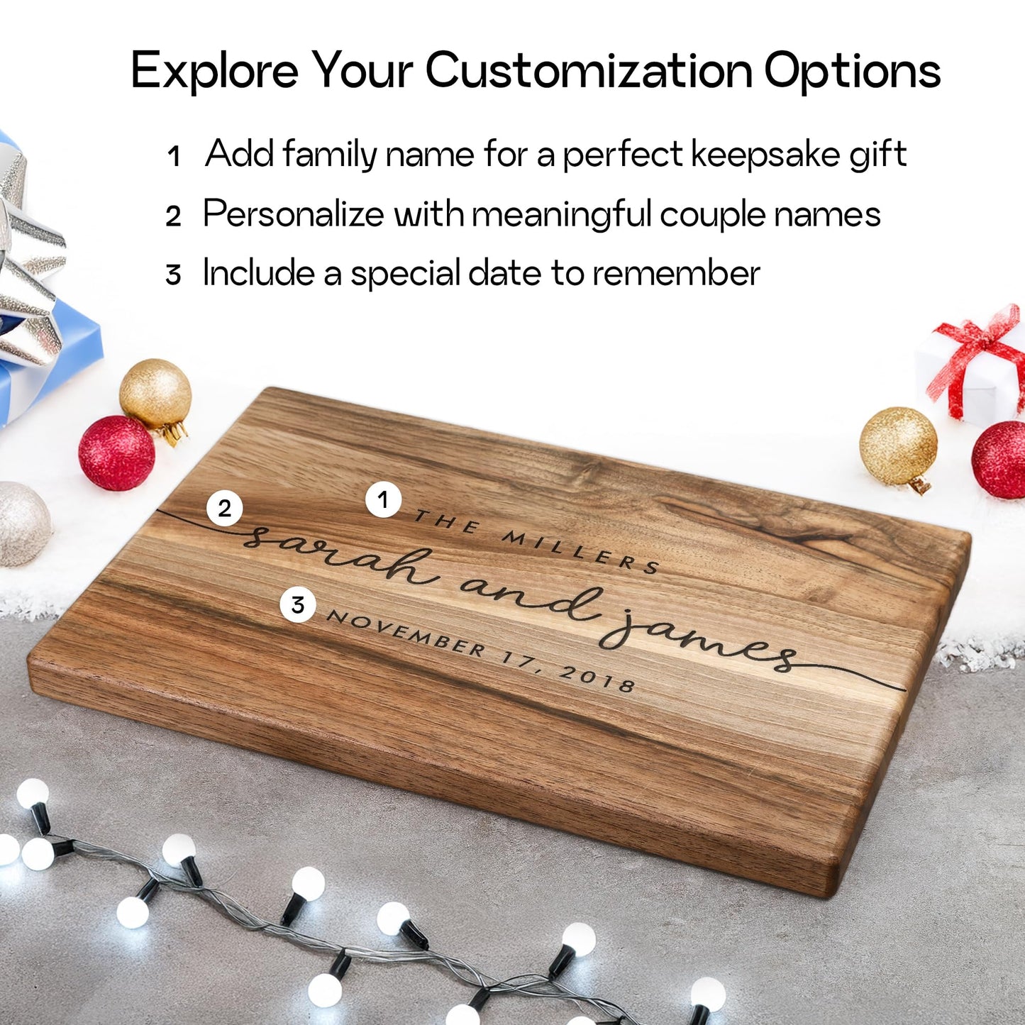 WEDDING: Personalized Walnut Wood Wedding Date Cutting Board