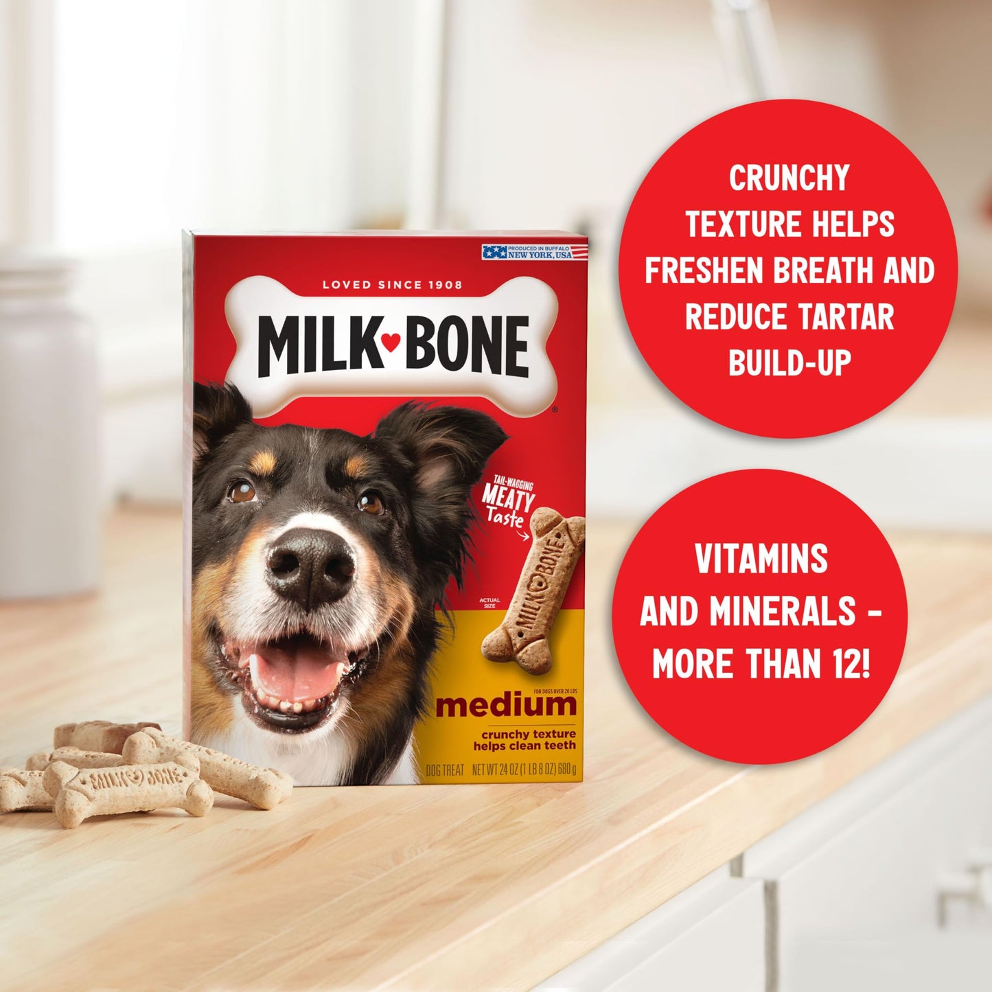 Milk-Bone Original Dog Biscuits, Medium Crunchy Dog Treats, 24 Ounces