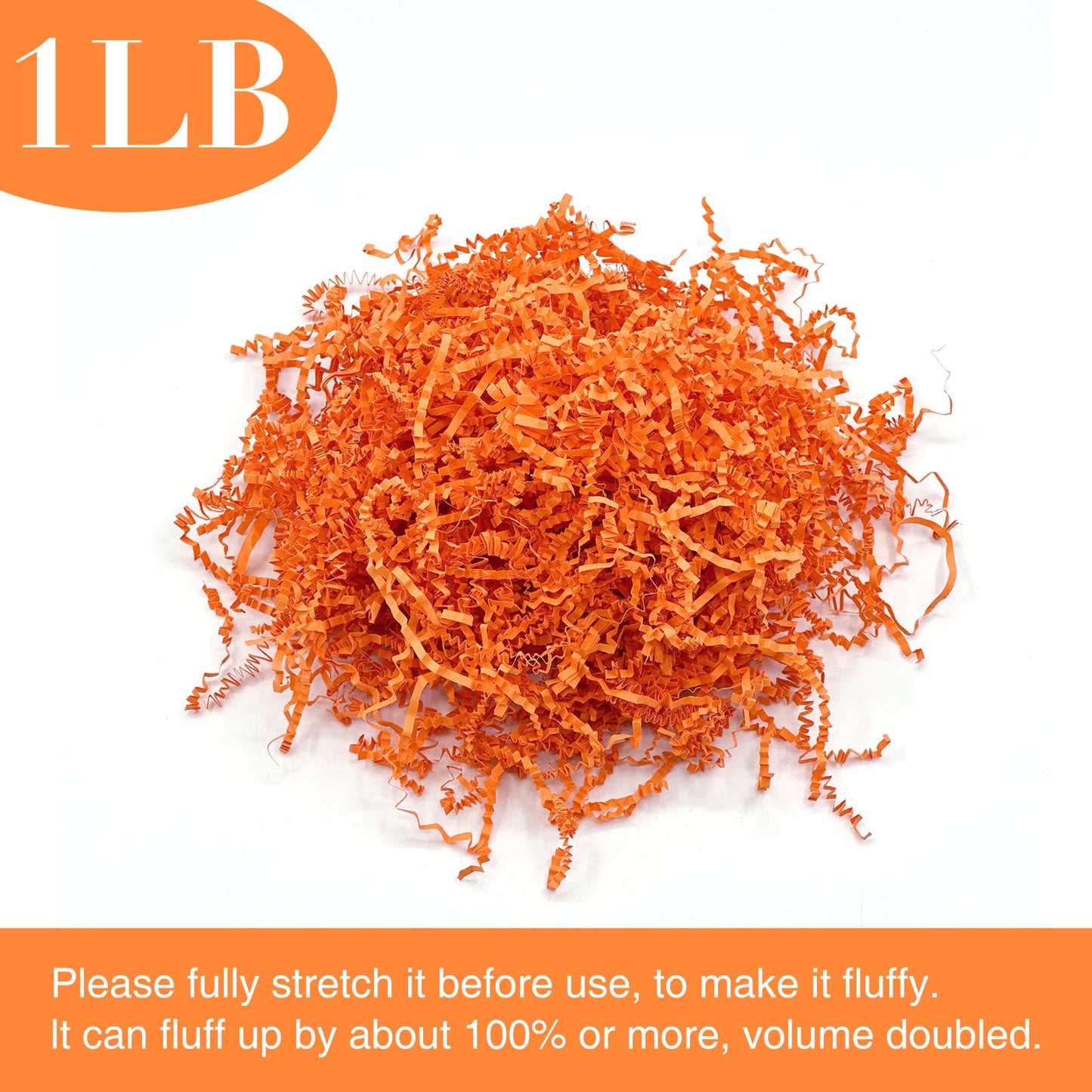 Corlcol Orange and Red Crinkle Cut Shredded Paper (1 LB)