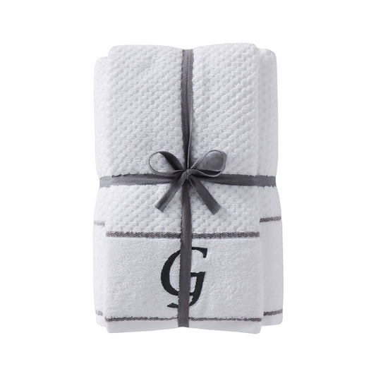 CLOSING: SKL Home Monogram Bath and Hand Towel Set, White (4-pack)