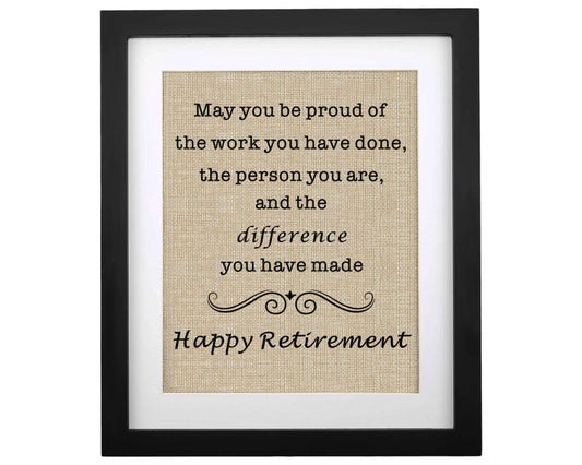 RETIREMENT: Happy Retirement Framed Burlap Print