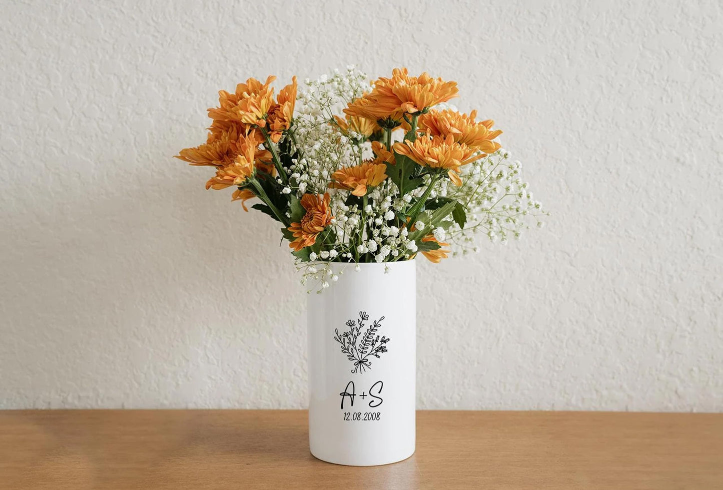 WEDDING: Personalized Ceramic Flower Vase With Wedding Date