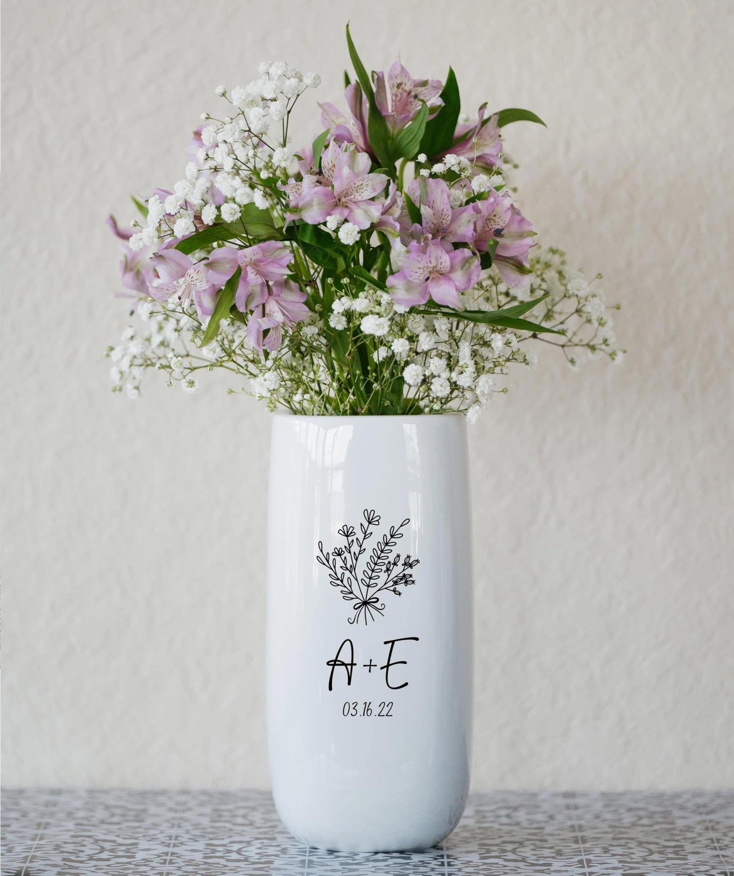 WEDDING: Personalized Ceramic Flower Vase With Wedding Date