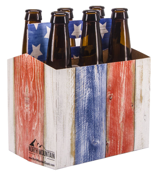 North Mountain Supply Weathered Boards American Flag Beer and Soda Carrier (Pack of 5)