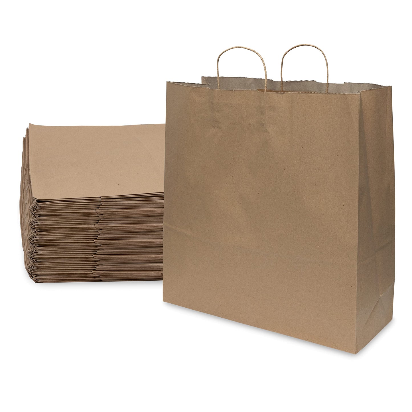 Extra Large Brown Kraft Gift Bags, 18" x 7" x 18.75" (50 Pack)