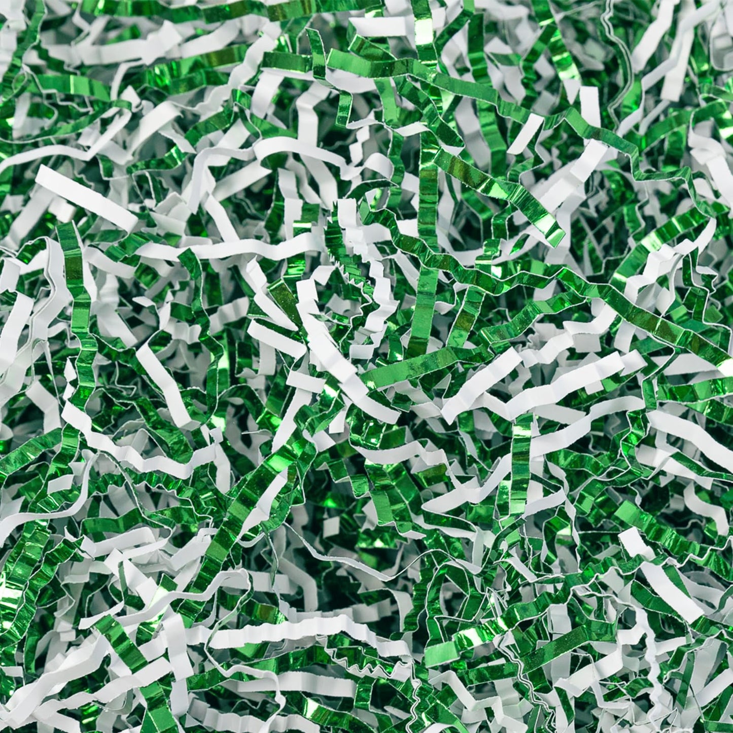 Gloreyan Metallic Green and White Crinkle Cut Paper Shred (1/2 LB)