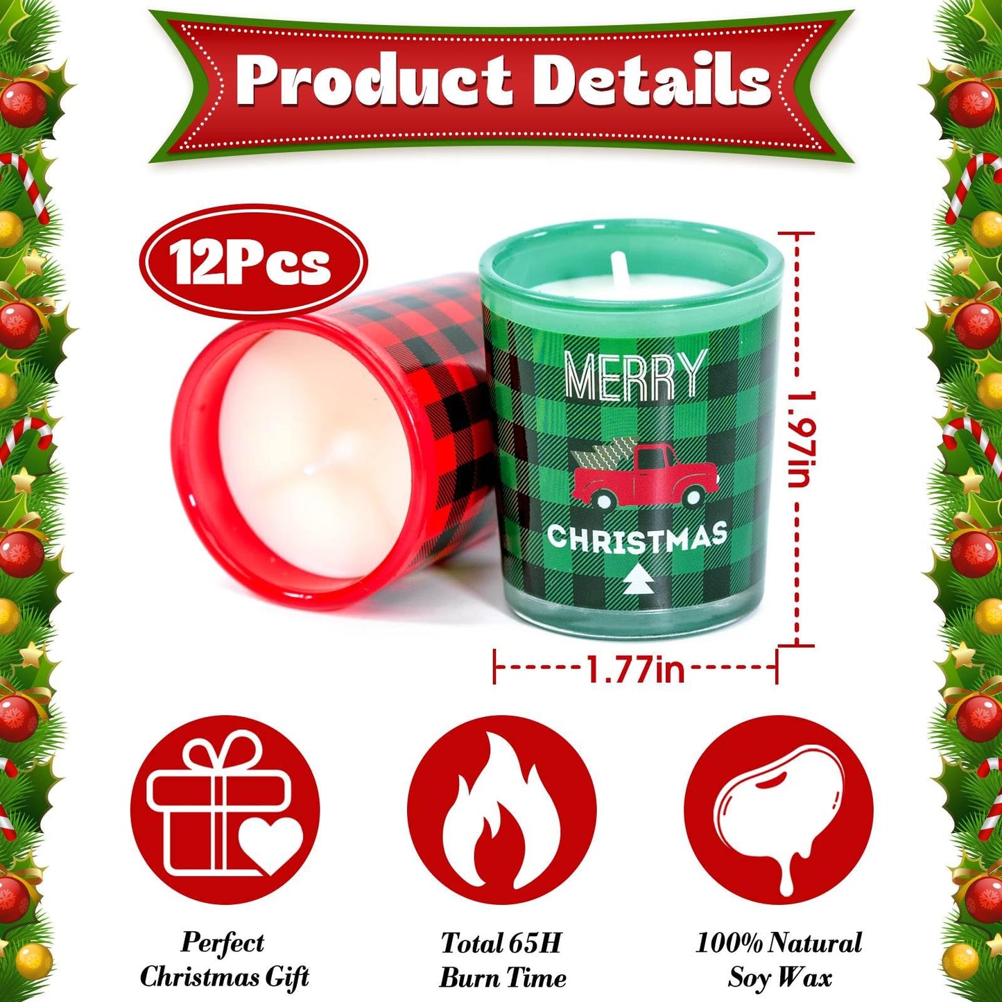 CHRISTMAS: 12 Days Christmas Soy Wax Scented Candles Advent Calendar