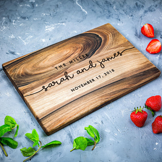 WEDDING: Personalized Walnut Wood Wedding Date Cutting Board