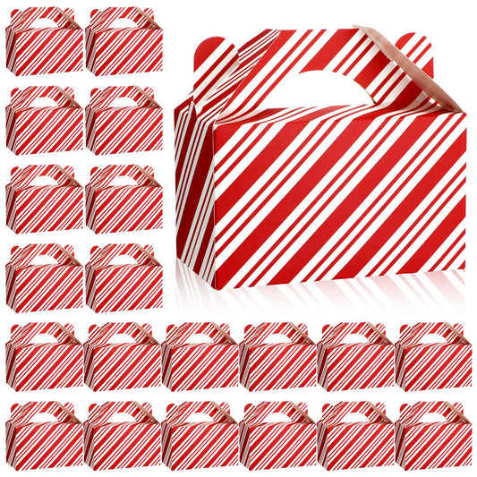 Cholemy Red and White Stripe Treat Boxes with Handle (50 pieces)