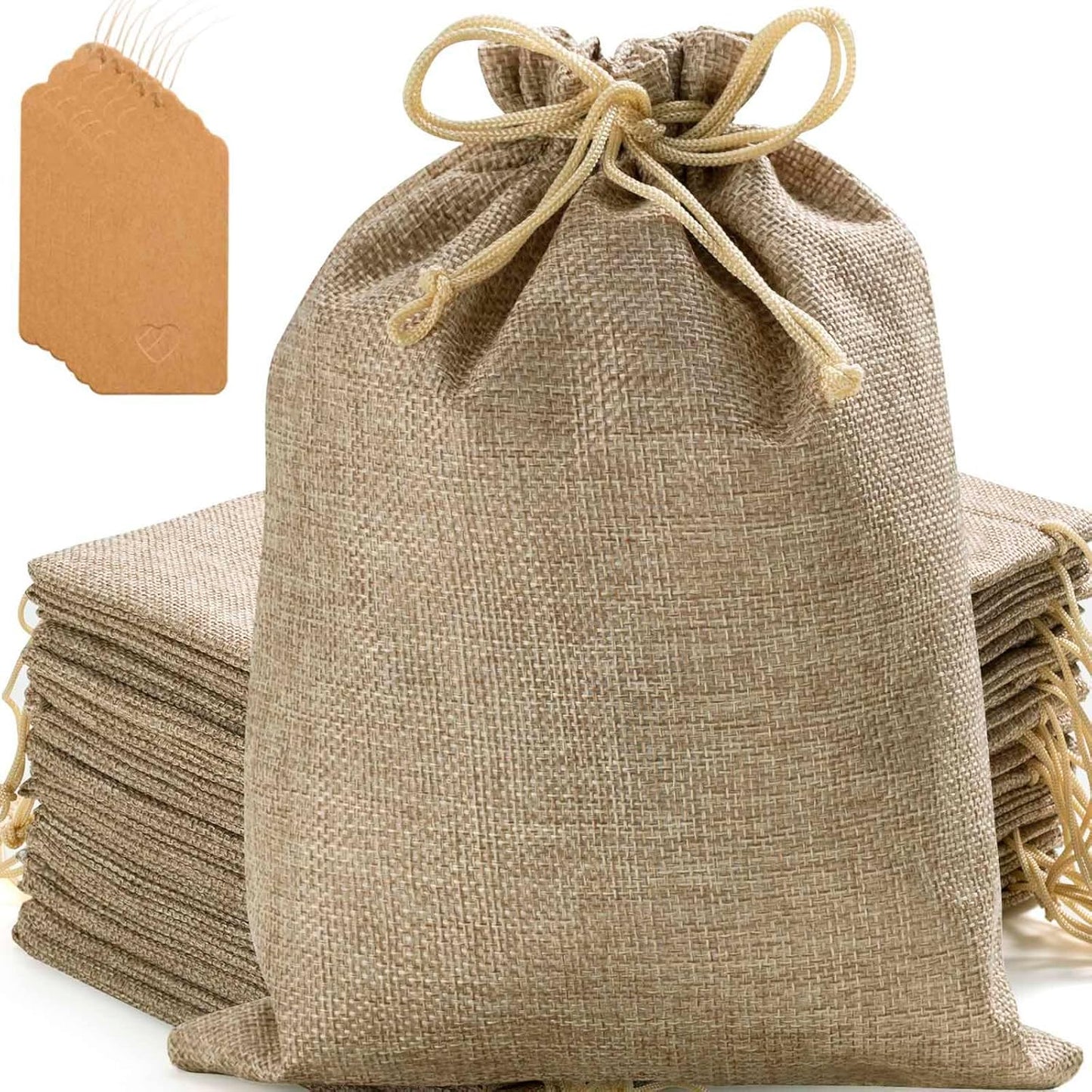 Burlap Drawstring Gift Bags (25 Pieces)